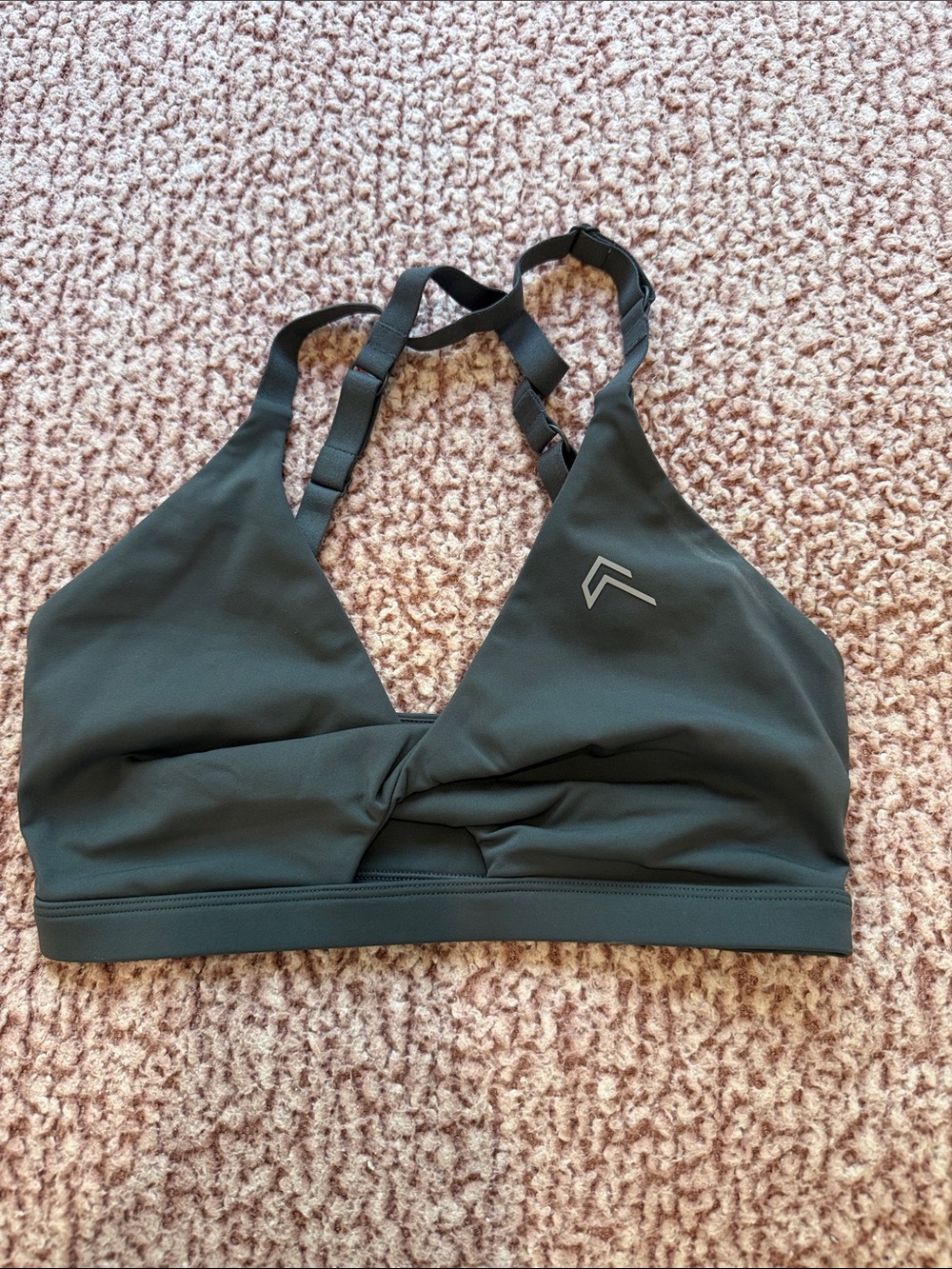 Oner Active Olive Green Twist-Front Sports Bra
